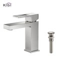 Kibi Cubic Single Handle Bathroom Vanity Sink Faucet with Pop Up Drain C-KBF1002BN-KPW100BN